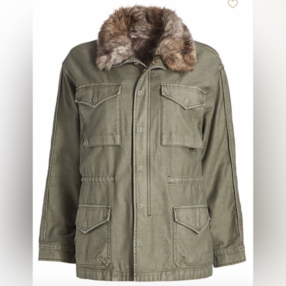 FRAME, Pristine, worn once, cotton, faux fur lined jacket in army green. Size S. - Picture 4 of 7